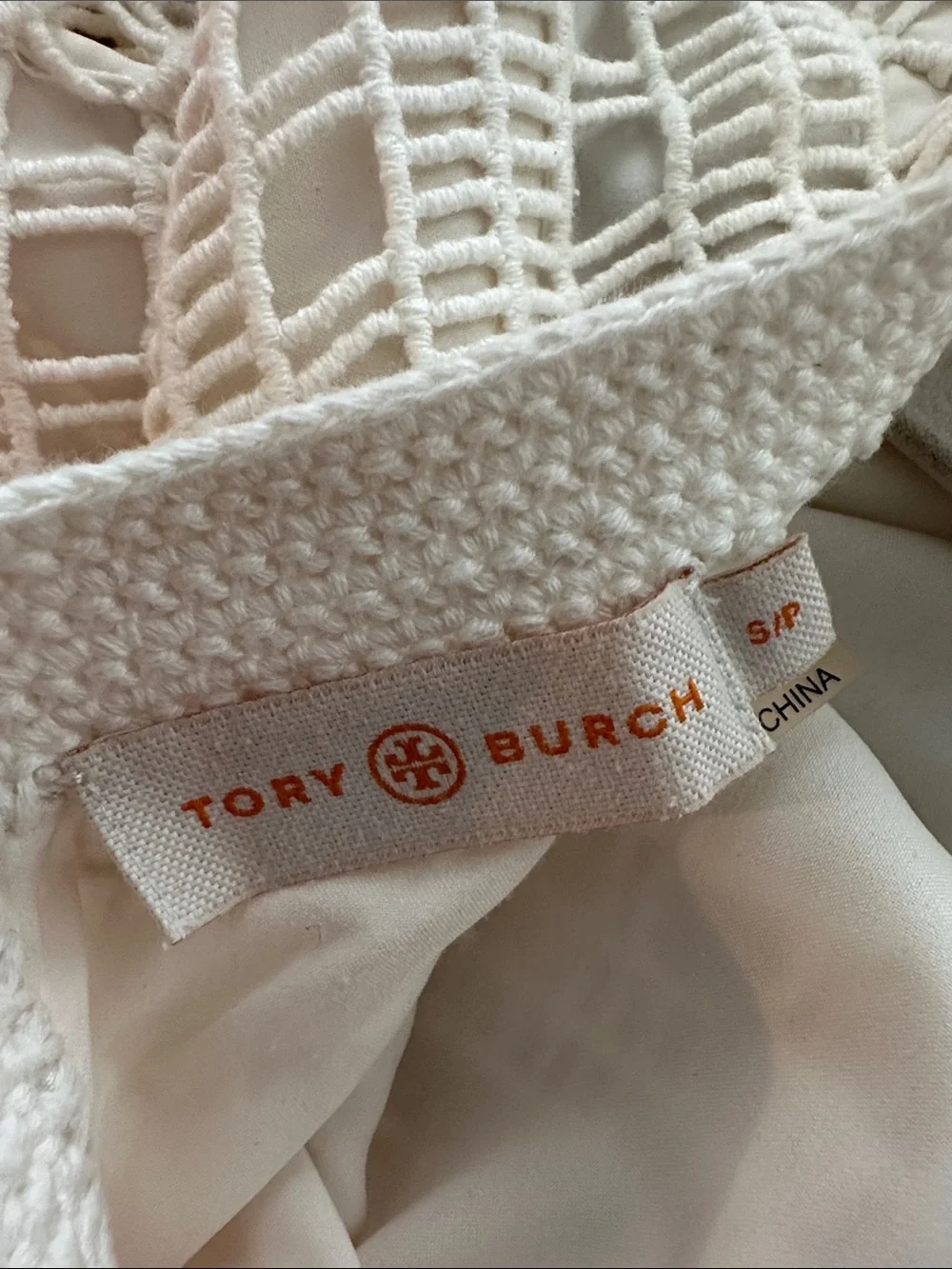 TORY BURCH Women’s White Crochet Shift Dress